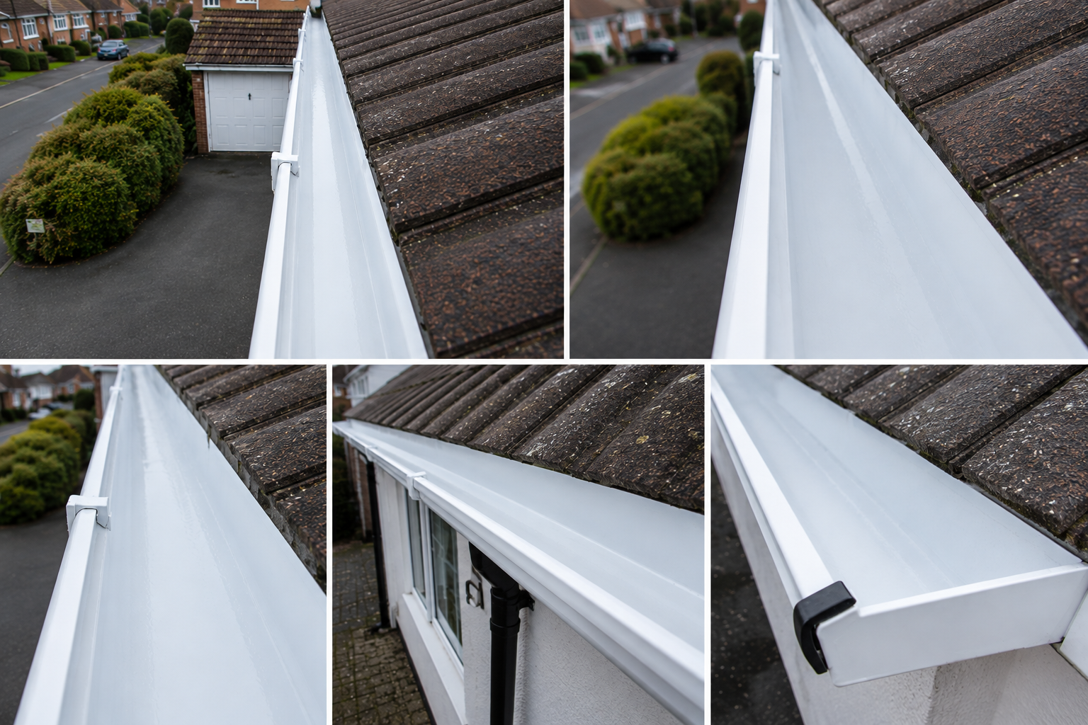 Post-clean gutter verification showing completely cleared channel